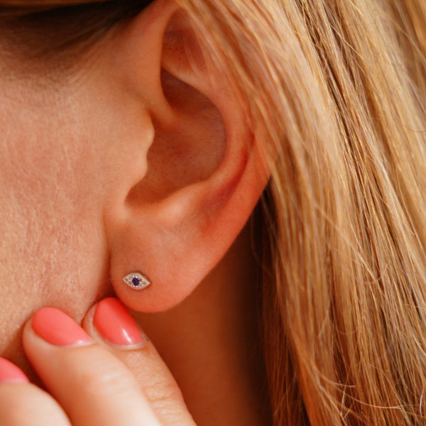 Francis & Gaye Ladies Silver Lucky Evil Eye Earrings