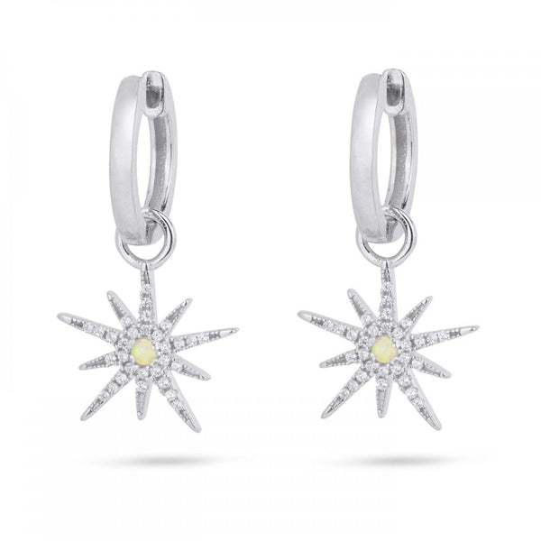Francis & Gaye Ladies Silver North Star Huggie Hoops