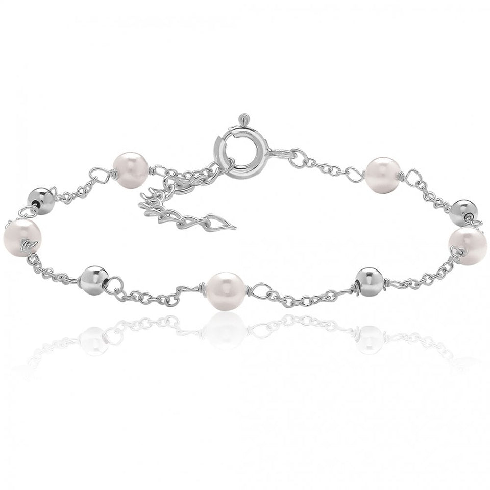 Francis & Gaye Ladies Silver & Shell Pearl Bracelet