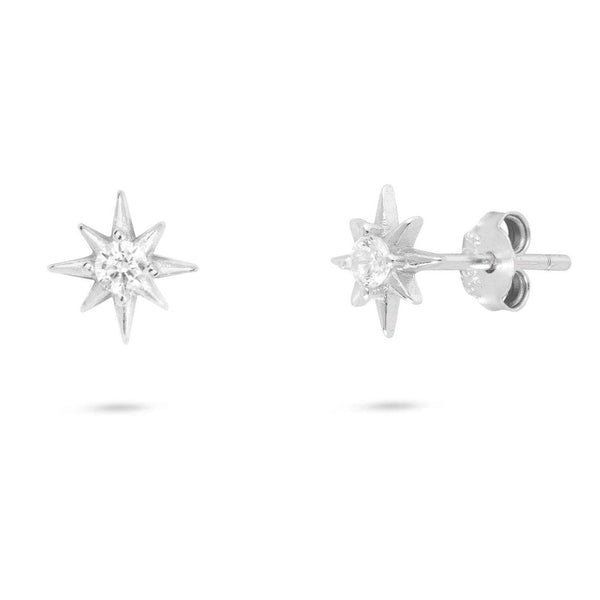 Francis & Gaye Ladies Silver Stone Set Little Starburst Earrings