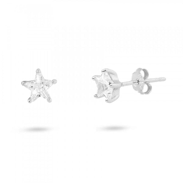Francis & Gaye Ladies Silver Stone Set Star Earrings
