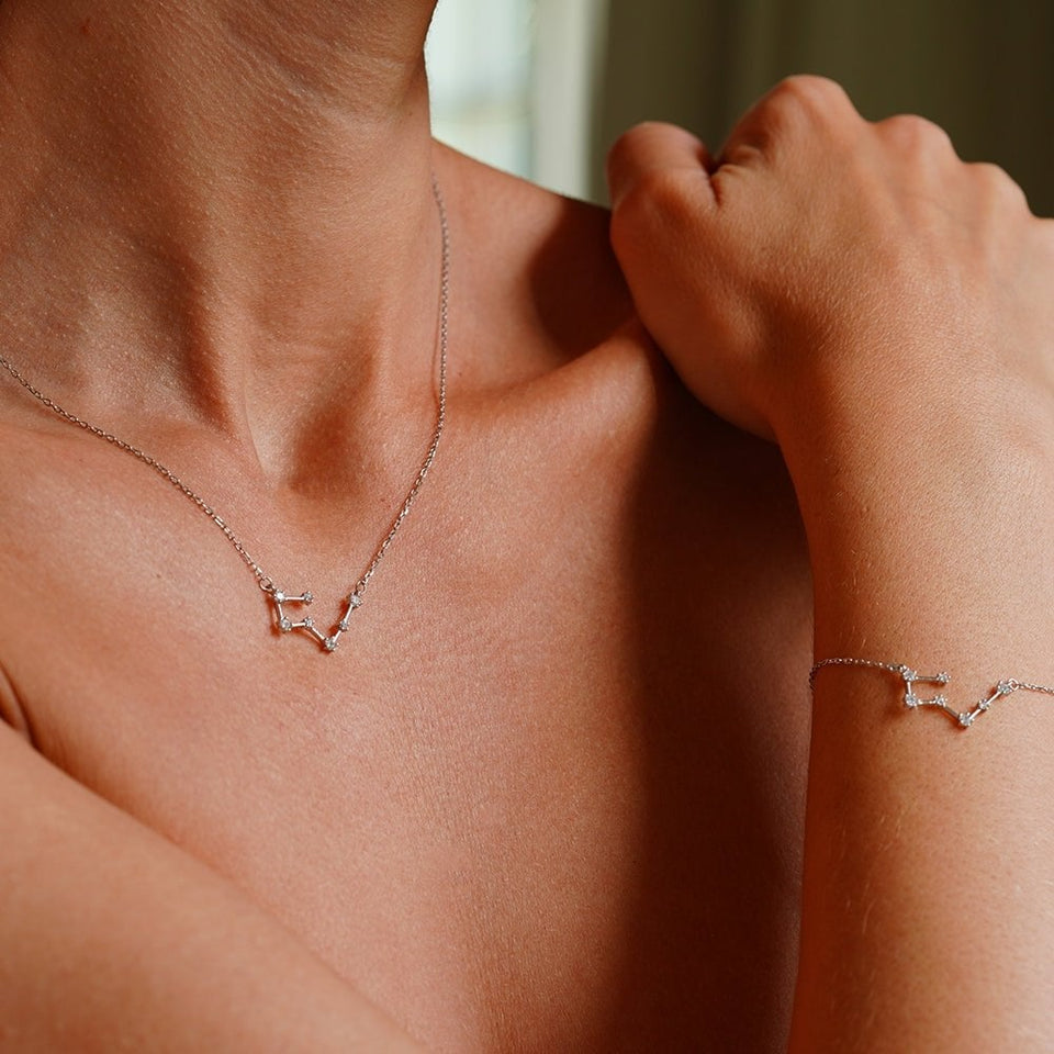 Francis & Gaye Ladies Silver Taurus Zodiac Constellation Necklace