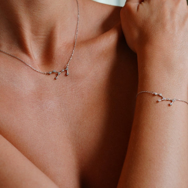 Francis & Gaye Ladies Silver Virgo Zodiac Constellation Necklace