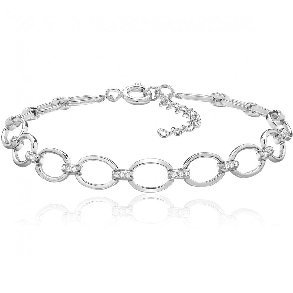 Francis & Gaye Ladies Sterling Silver Stone Set Chain Bracelet