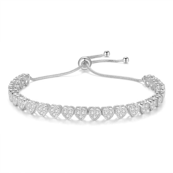 Francis & Gaye Ladies Stone Set Heart Slider Bracelet
