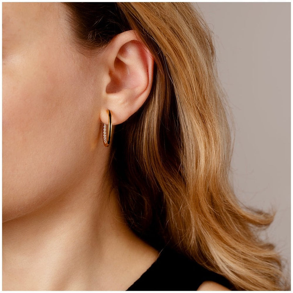 Francis & Gaye Large Ladies Gold Plated Black Enamel Hoops