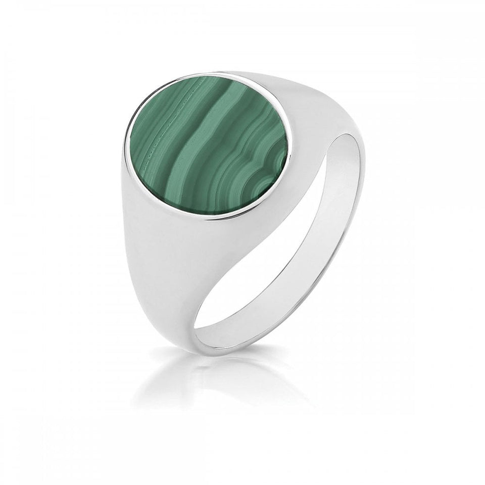 Francis & Gaye Large Triple Plated Oval Malachite Signet Ring