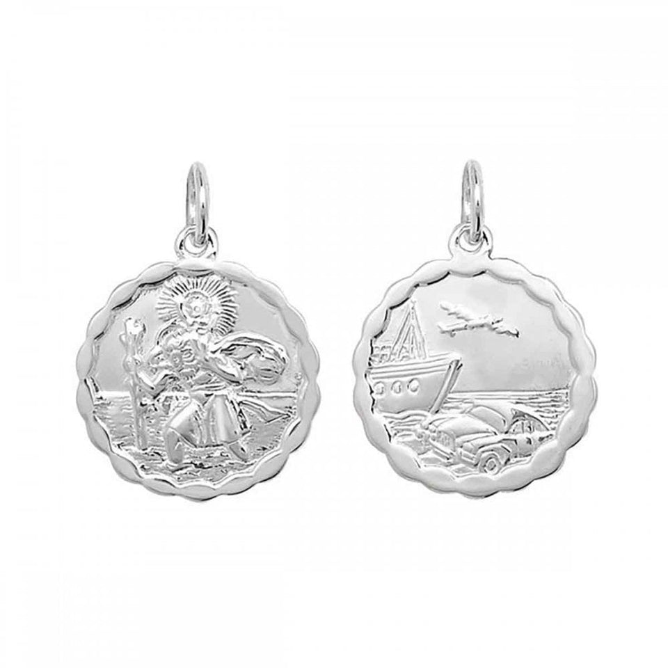 Francis & Gaye Medium (1.8cm) Double Sided Fancy Edge St Christopher