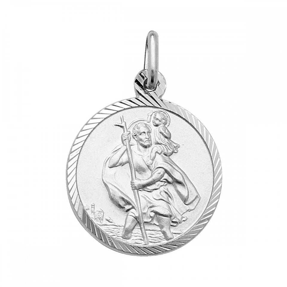 Francis & Gaye Medium Silver Flat St Christoper