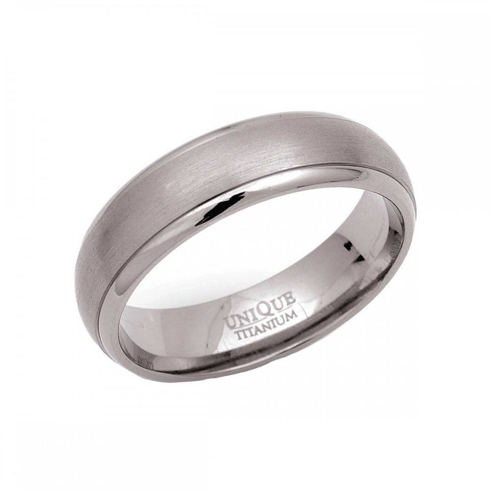 Francis & Gaye Men's Brushed Titanium 6mm Band Ring