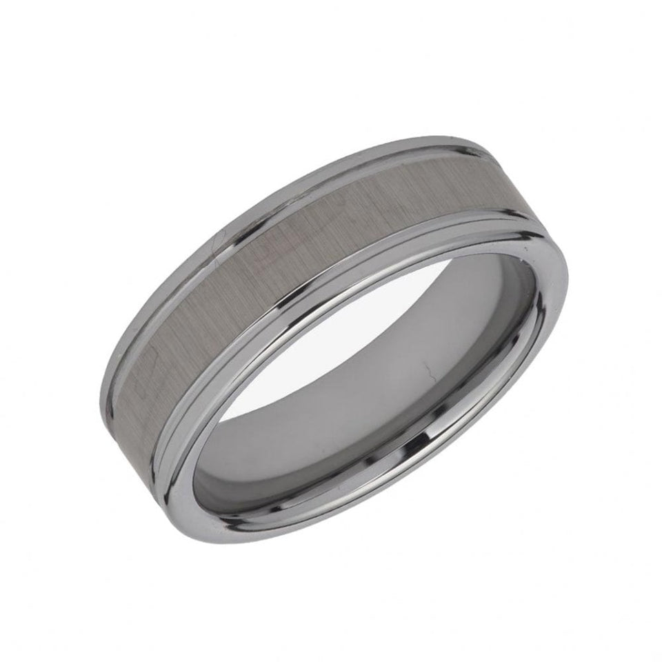 Francis & Gaye Men's Flat Court Brushed Centre 7mm Ring