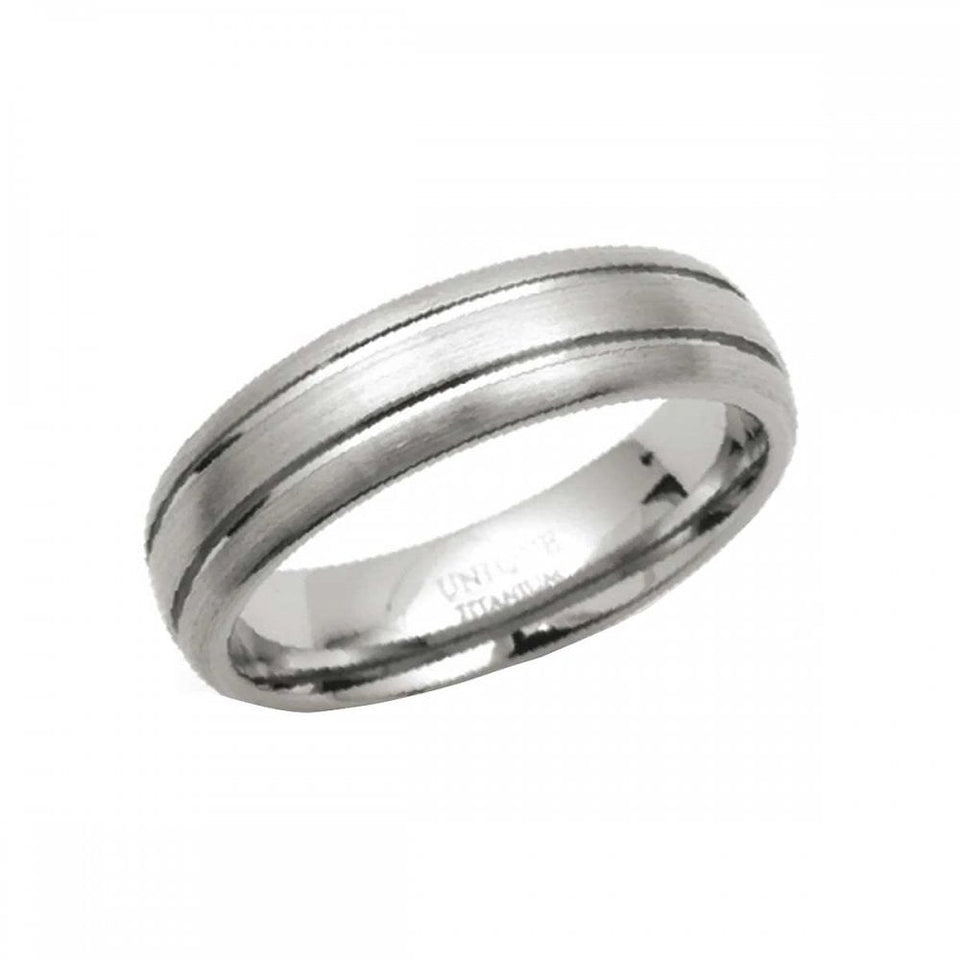 Francis & Gaye Men's Matte Grooved 6mm Band Ring