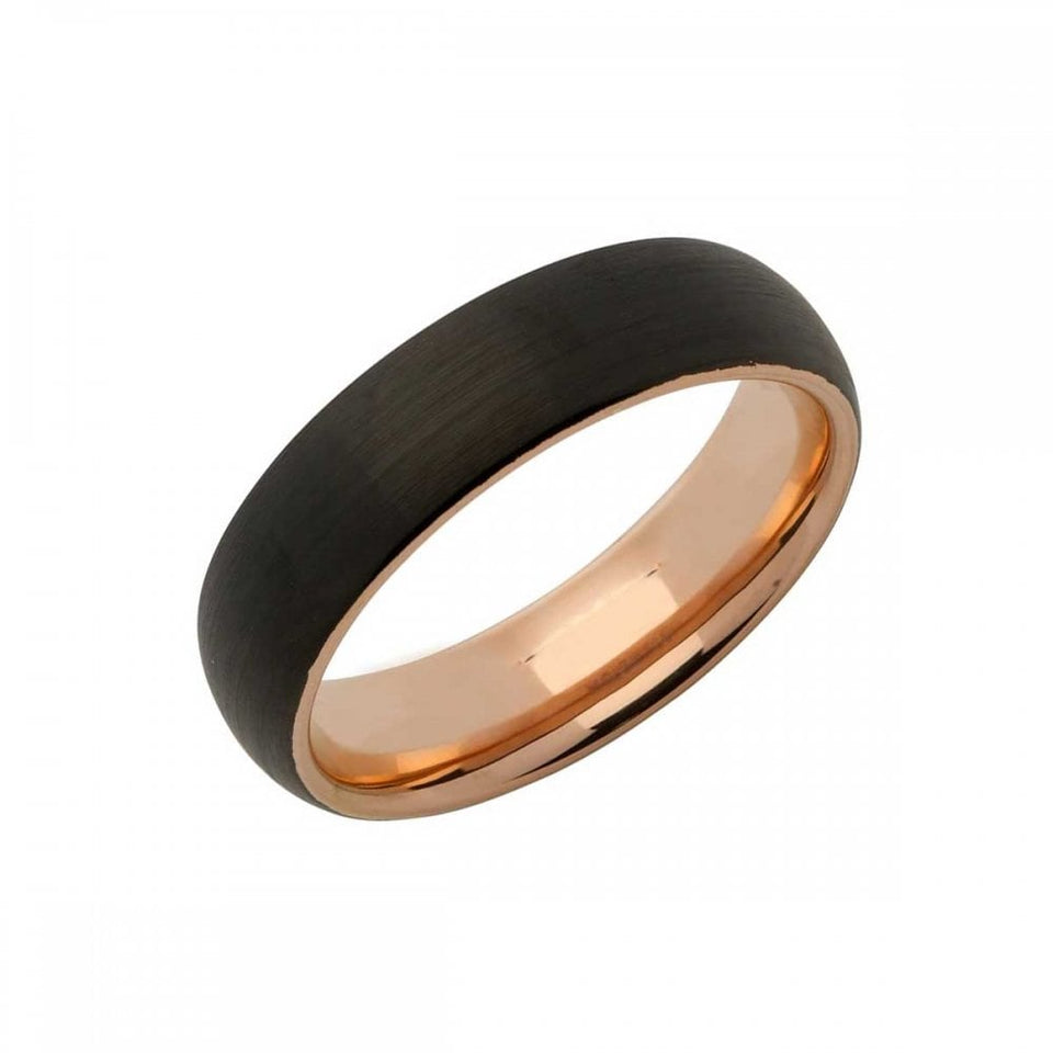 Francis & Gaye Men's Rose Gold Plated Black Tungsten 6mm Ring