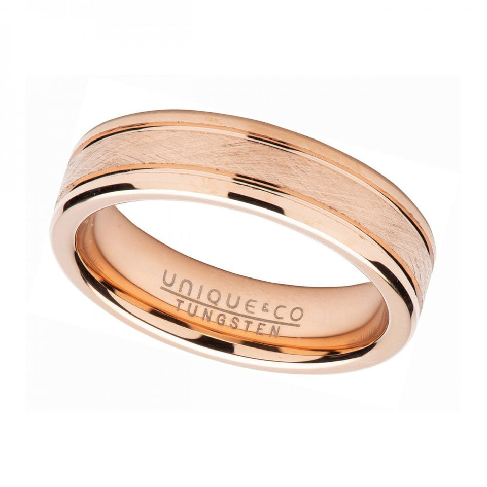 Francis & Gaye Men's Rose Gold Plated Tungsten 6mm Ring