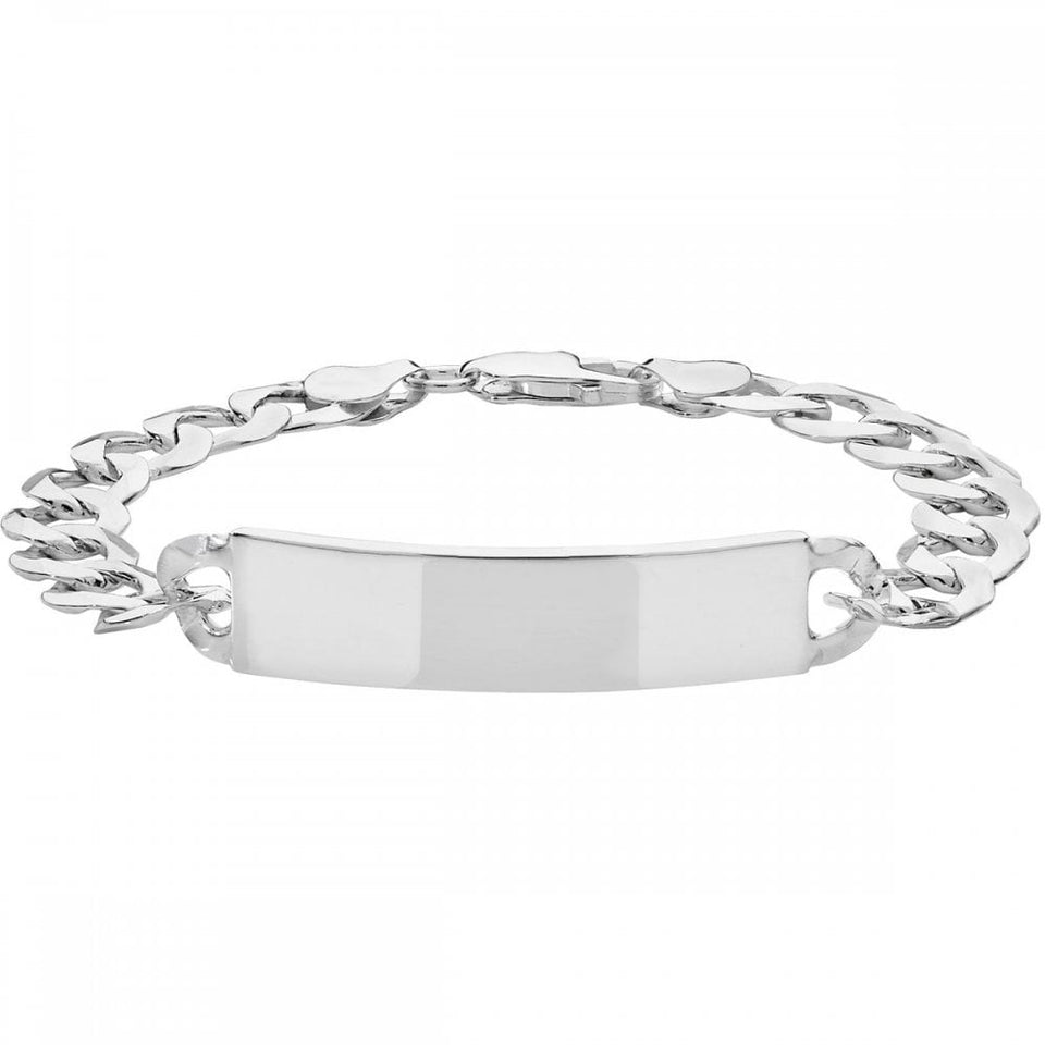 Francis & Gaye Men's Silver Flat Open Curb ID Bracelet