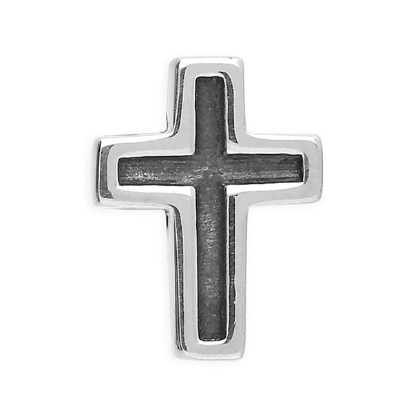 Francis & Gaye Men's Single Oxidised Silver Cross Earring Stud