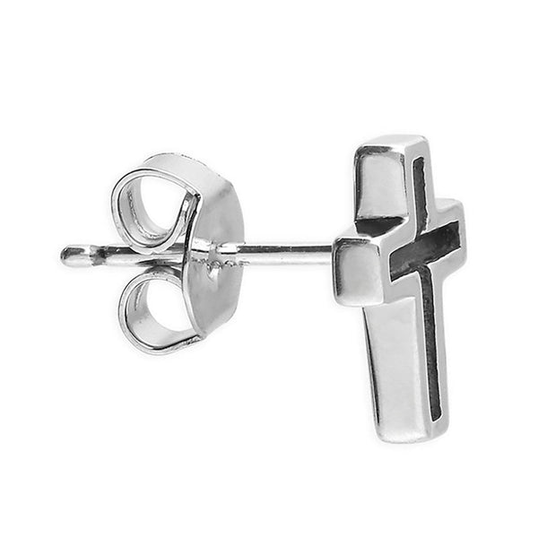Francis & Gaye Men's Single Oxidised Silver Cross Earring Stud