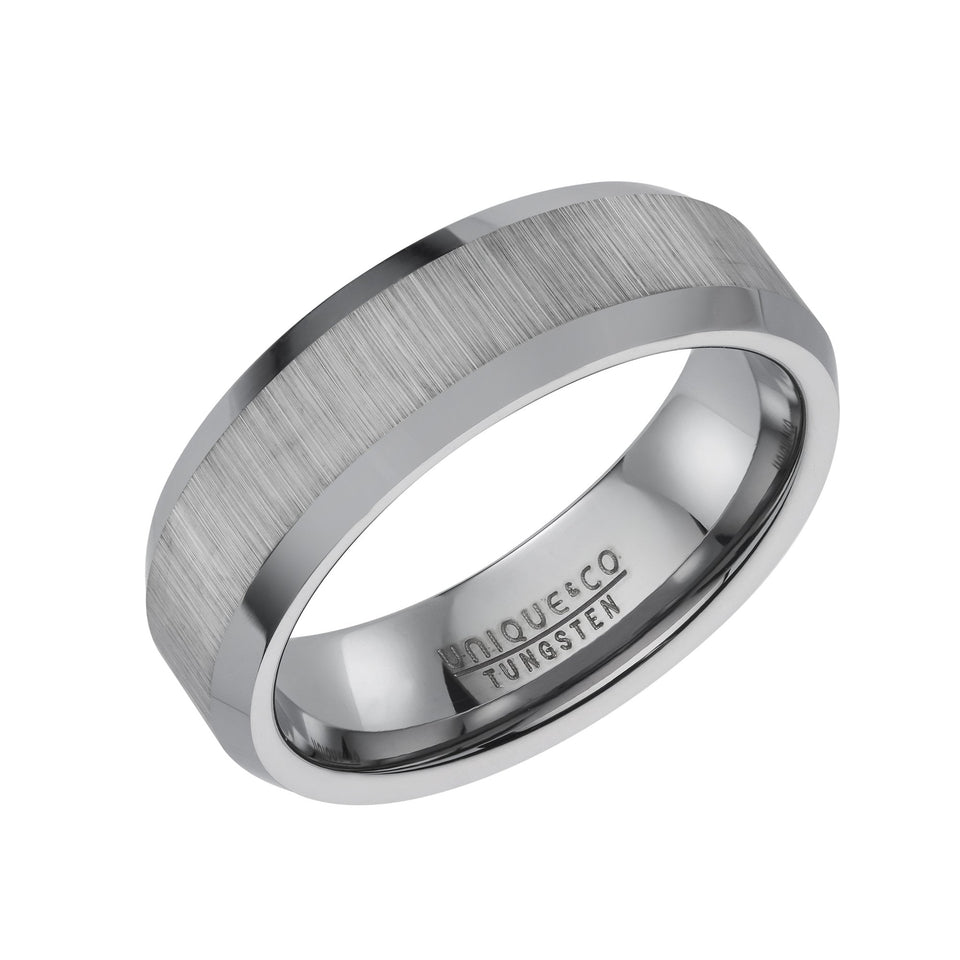 Francis & Gaye Men's Stainless Steel Brushed Centre Band Ring
