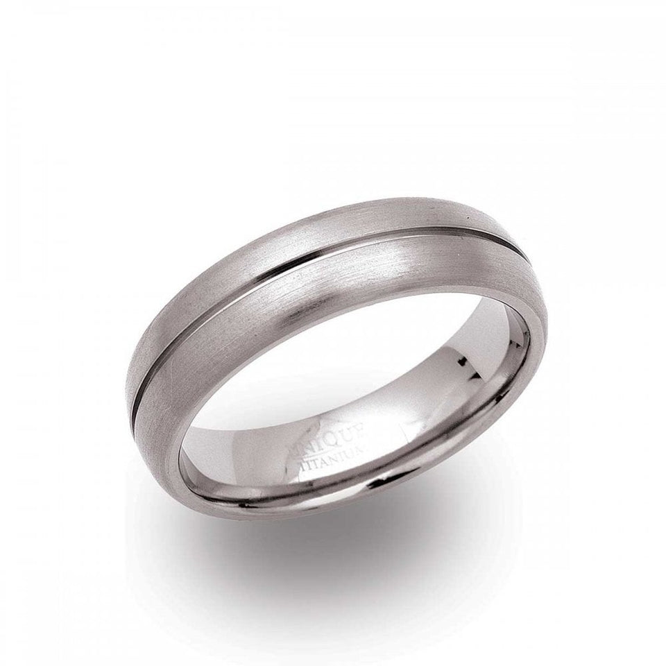 Francis & Gaye Men's Titanium Centre Groove 6mm Band Ring