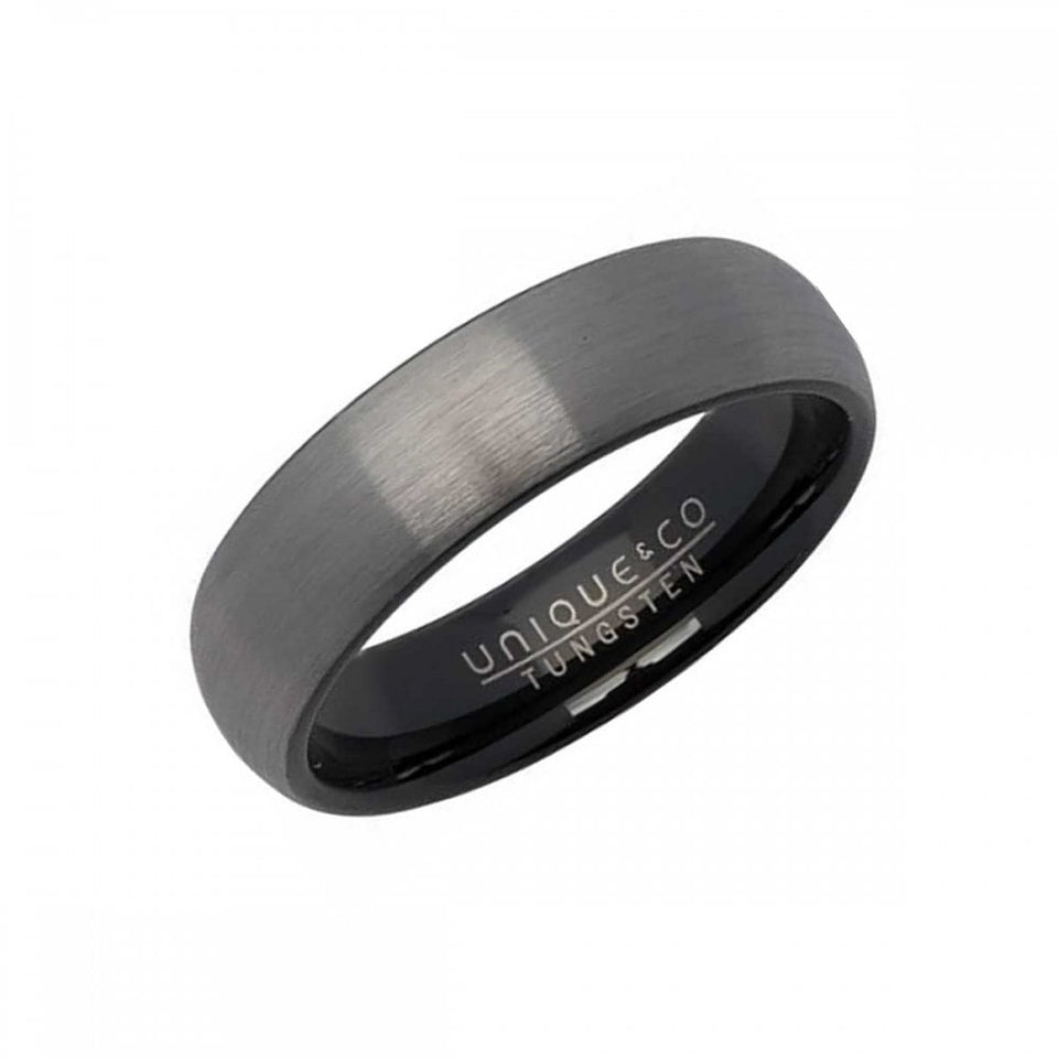 Francis & Gaye Men's Tungsten 6mm Court Inner Black Finish Ring