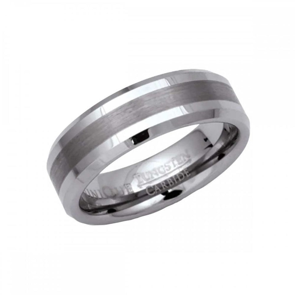Francis & Gaye Men's Tungsten Bevelled Edge 7mm Band Ring