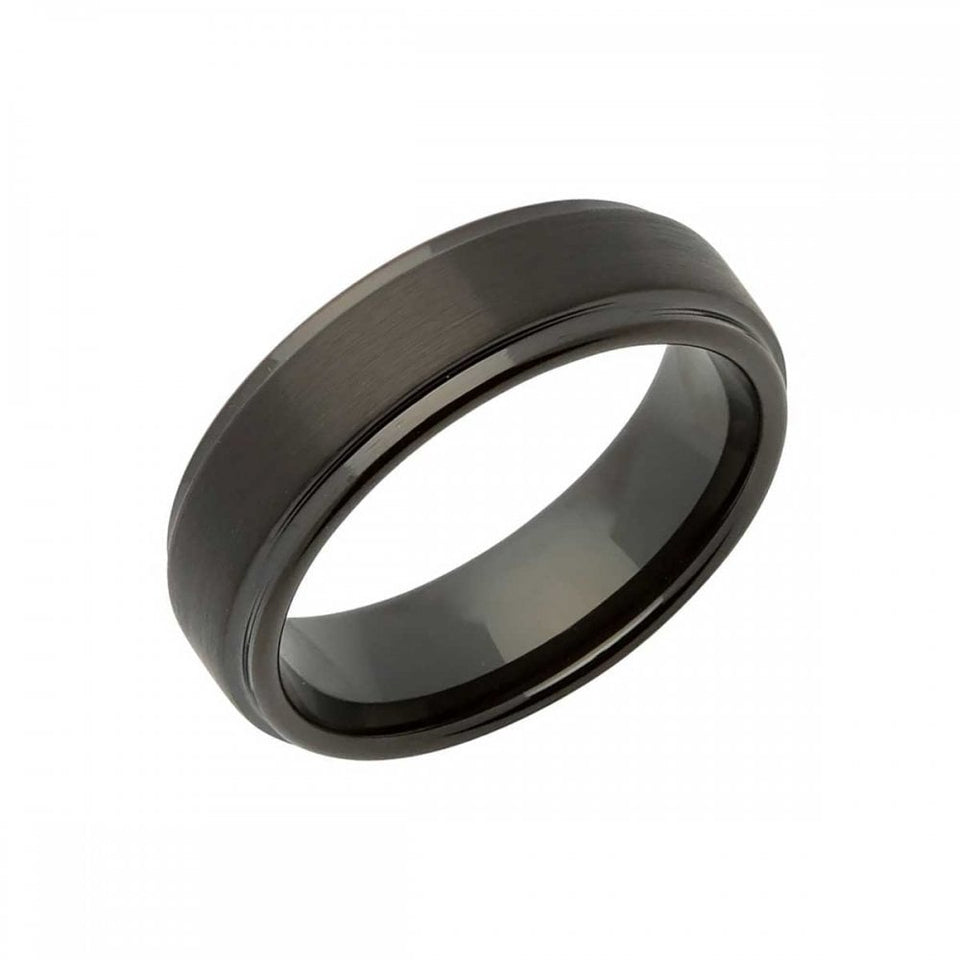 Francis & Gaye Men's Tungsten Black IP Plated 7mm Band Ring