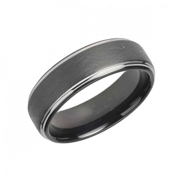 Francis & Gaye Men's Tungsten Black Polished Edge Band Ring