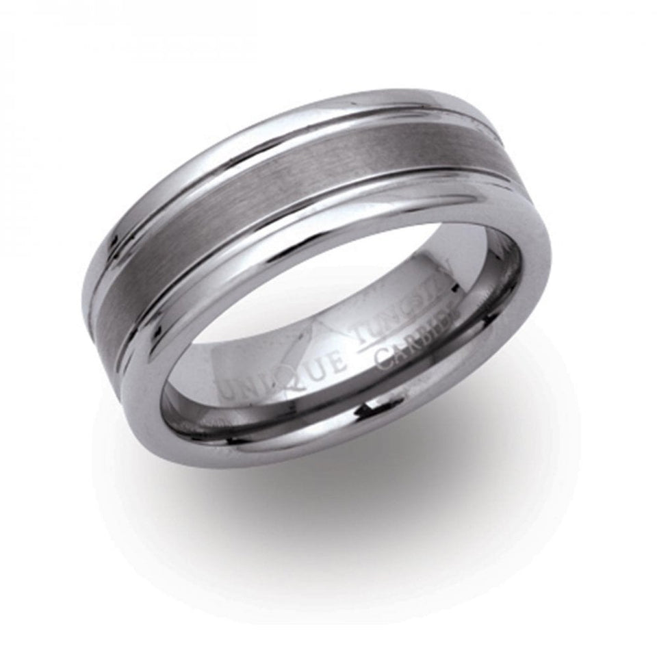 Francis & Gaye Men's Tungsten Brushed Centre 8mm Ring