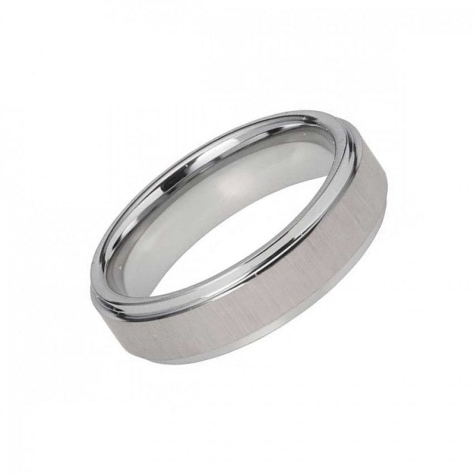 Francis & Gaye Men's Tungsten Brushed Finish Polished Edge 6mm Ring