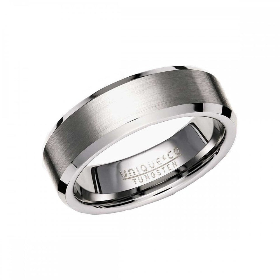 Francis & Gaye Men's Tungsten Carbide Bevelled Edge 7mm Ring