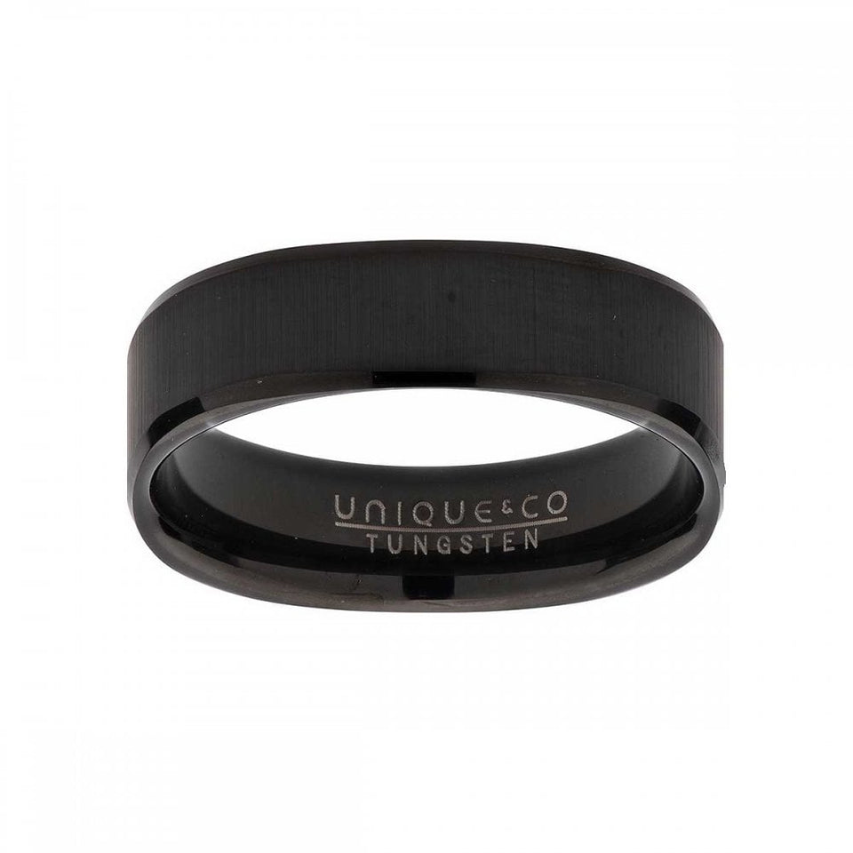 Francis & Gaye Men's Tungsten Carbide Black IP Plated 6mm Square Ring