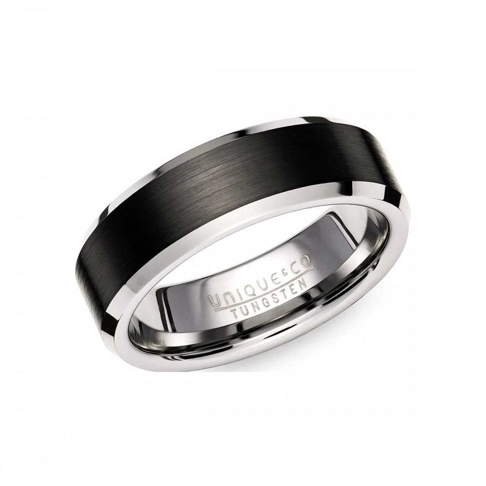 Francis & Gaye Men's Tungsten Carbide Black IP Plated 7mm Ring