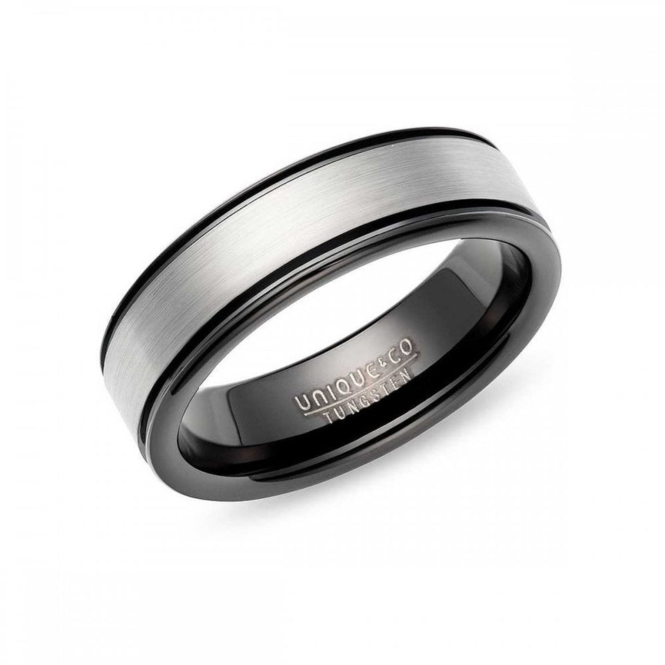 Francis & Gaye Men's Tungsten Carbide Black IP Plated 7mm Ring