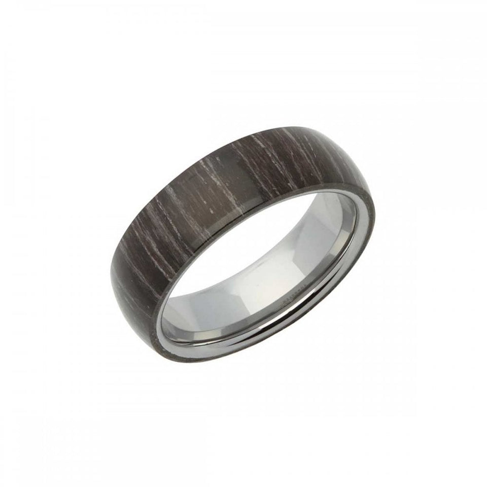 Francis & Gaye Men's Tungsten Carbide Black Sandal Wood Inlay 7mm Ring