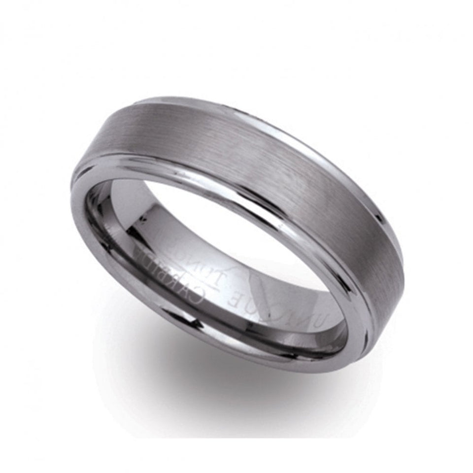 Francis & Gaye Men's Tungsten Carbide Brushed & Polished Bevelled Ring