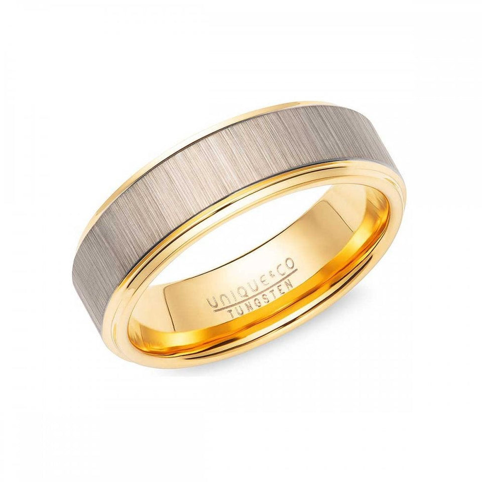 Francis & Gaye Men's Tungsten Carbide Yellow IP Plated 7mm Ring