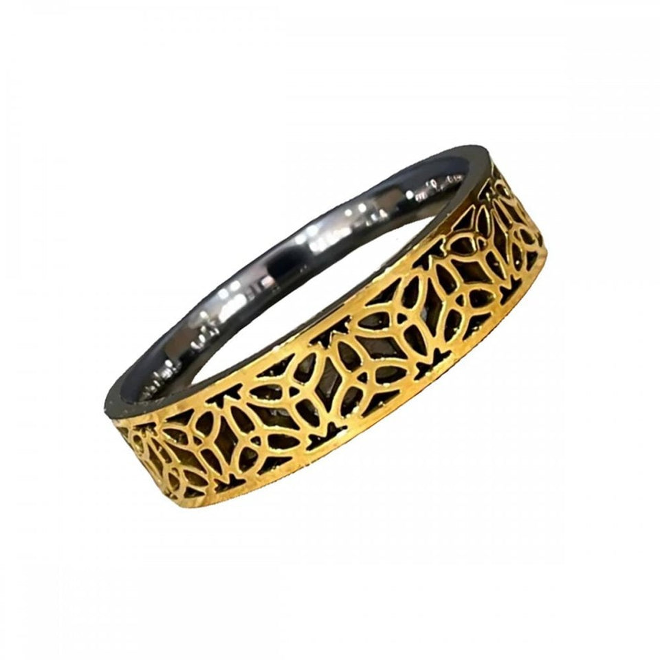 Francis & Gaye Men's Tungsten Carbide Yellow IP Plated Band Ring