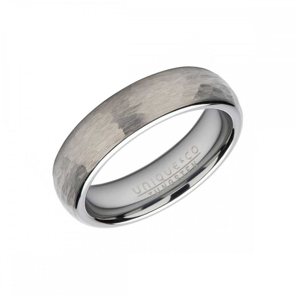Francis & Gaye Men's Tungsten Hammered 6mm Band Ring