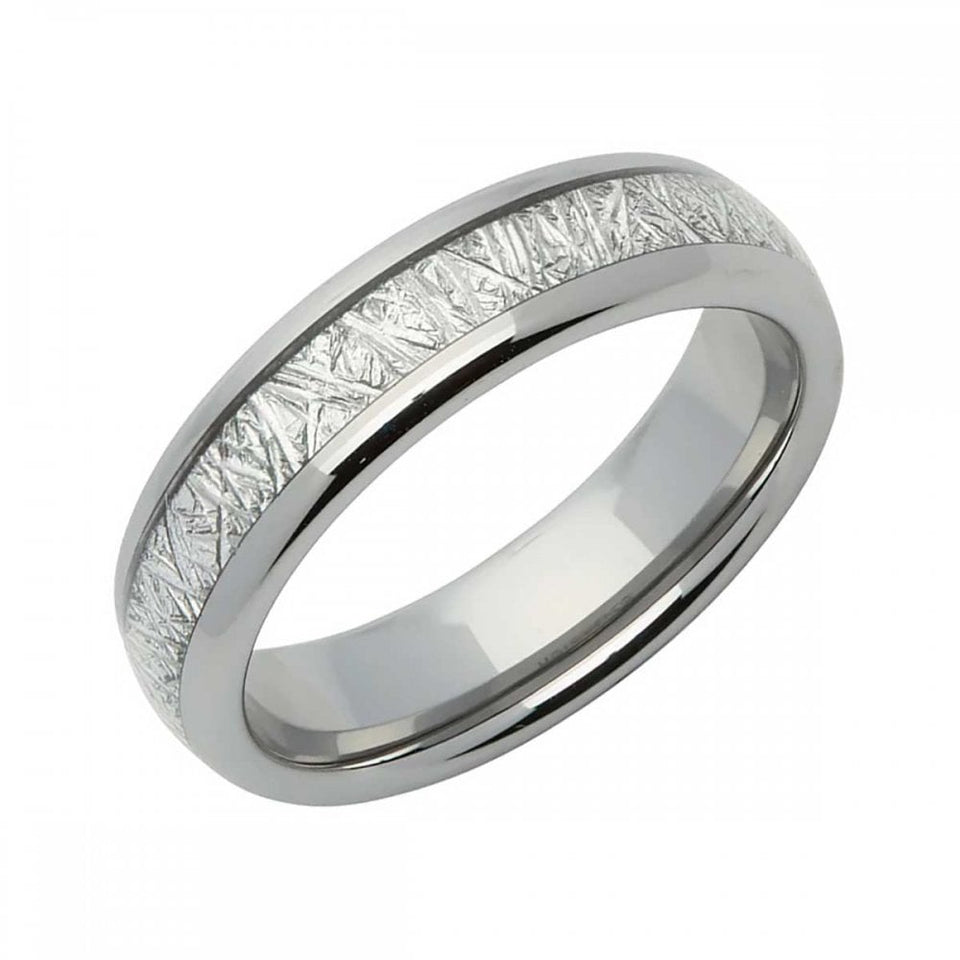 Francis & Gaye Men's Tungsten Meteorite Paper Inlay 6mm Band Ring