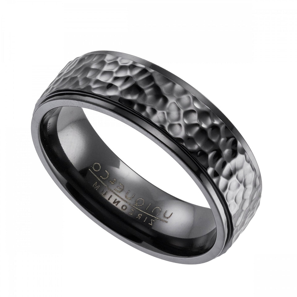 Francis & Gaye Men's Zirconium Hammered Finish Band Ring