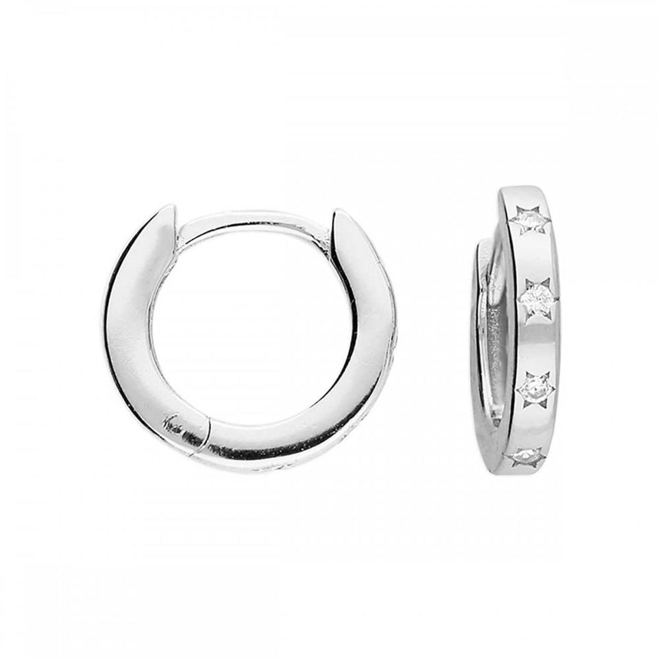 Francis & Gaye Mini Cubic Zirconia Star Huggie Earrings