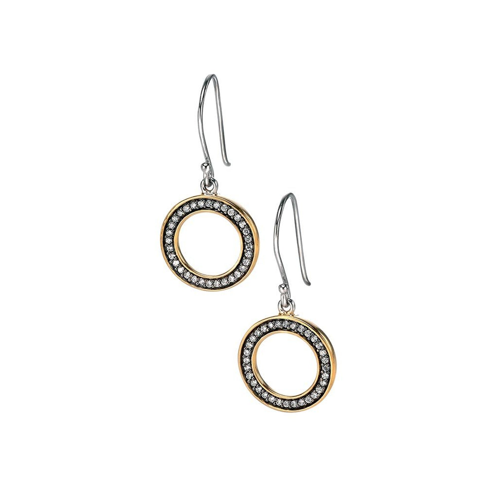 Francis & Gaye Open Disc Earrings with Gold Plated Detail & Clear CZ