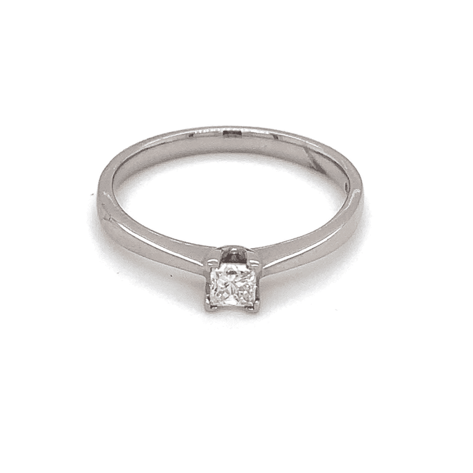 Francis & Gaye Palladium Princess Cut 0.20ct Solitaire Ring Size M