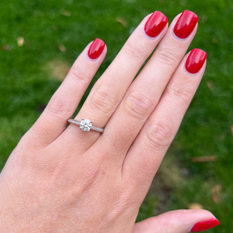 Francis & Gaye Platinum 0.70ct Diamond Solitaire Diamond Shoulders Ring