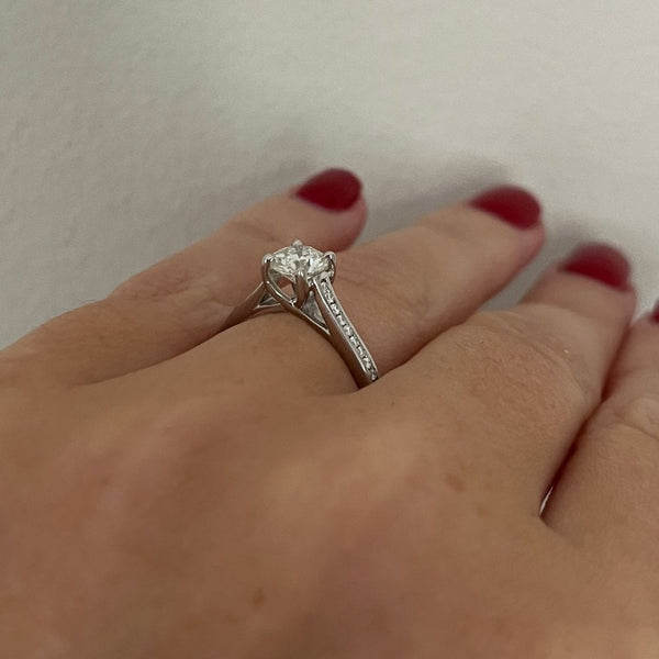 Francis & Gaye Platinum 0.70ct Diamond Solitaire Diamond Shoulders Ring