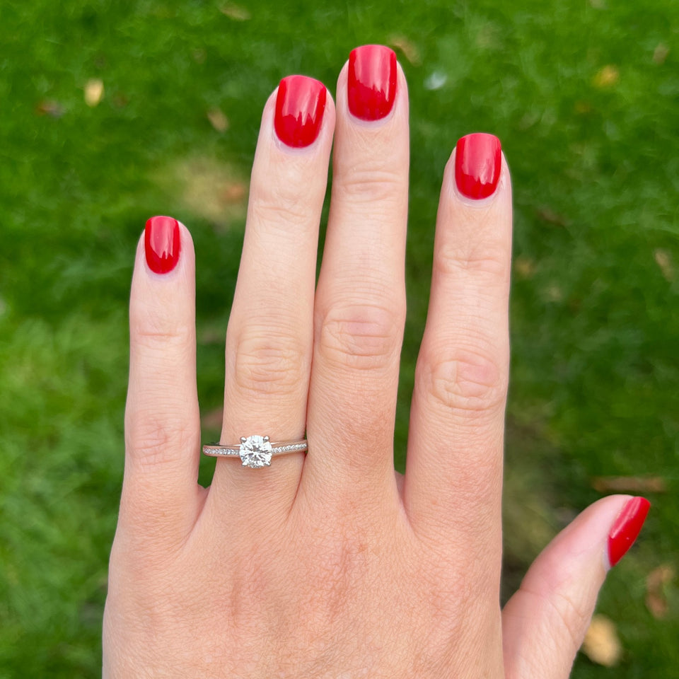 Francis & Gaye Platinum 0.70ct Diamond Solitaire Diamond Shoulders Ring