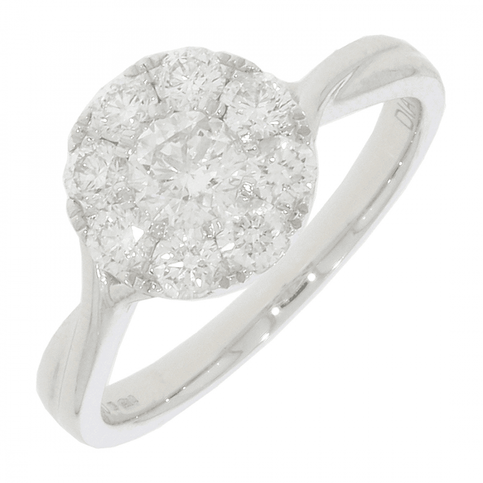 Francis & Gaye Platinum Diamond Cluster Ring - Size 'N'
