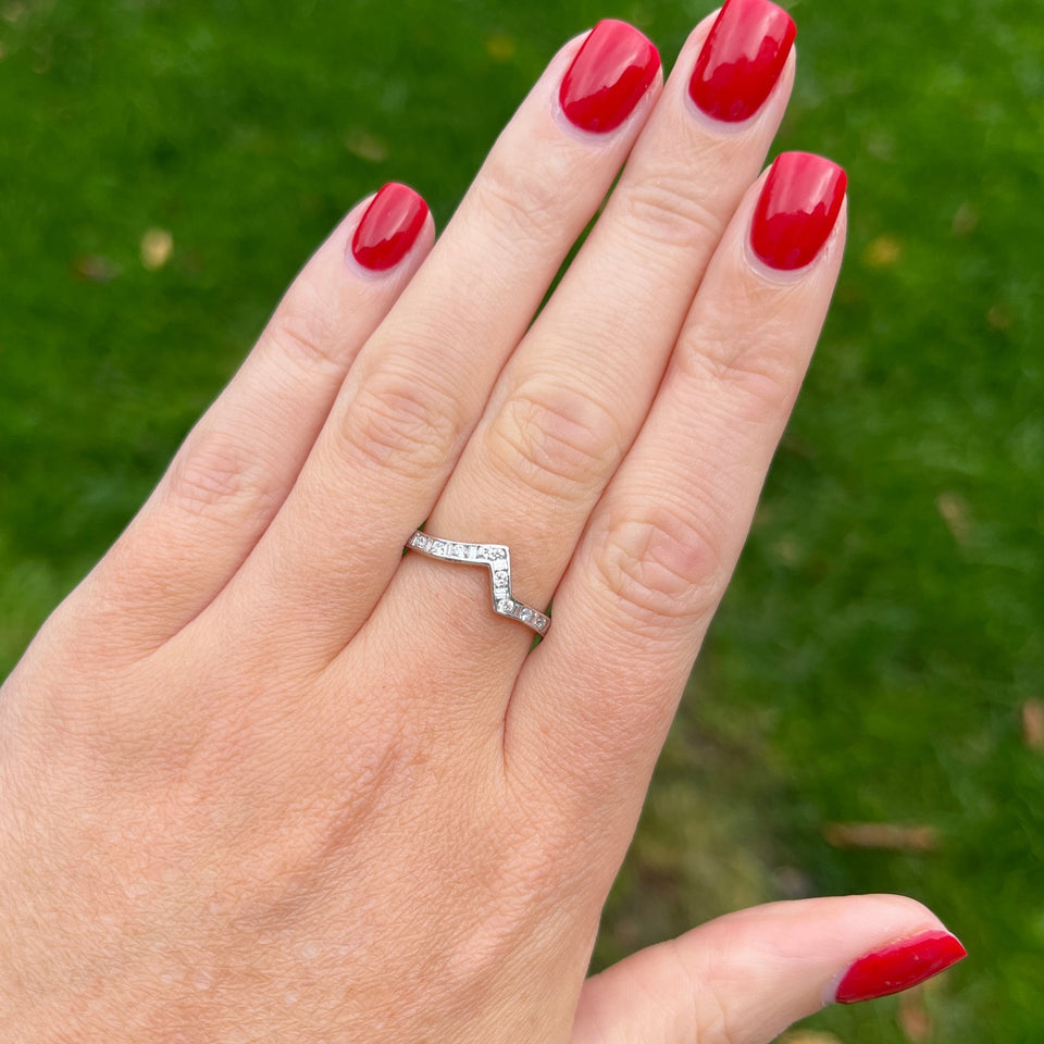 Francis & Gaye Platinum Diamond Set Abstract Shaped Ring