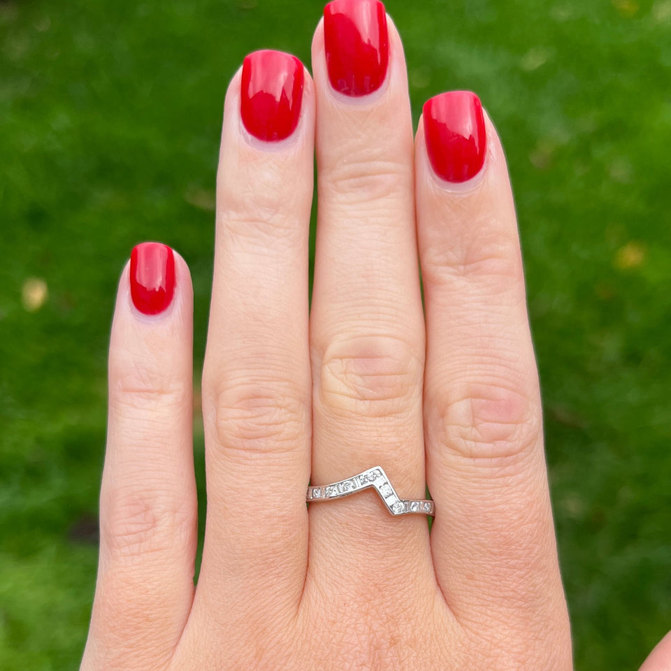 Francis & Gaye Platinum Diamond Set Abstract Shaped Ring