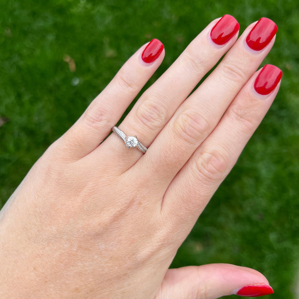 Francis & Gaye Platinum Diamond Twisted Shoulders Ring